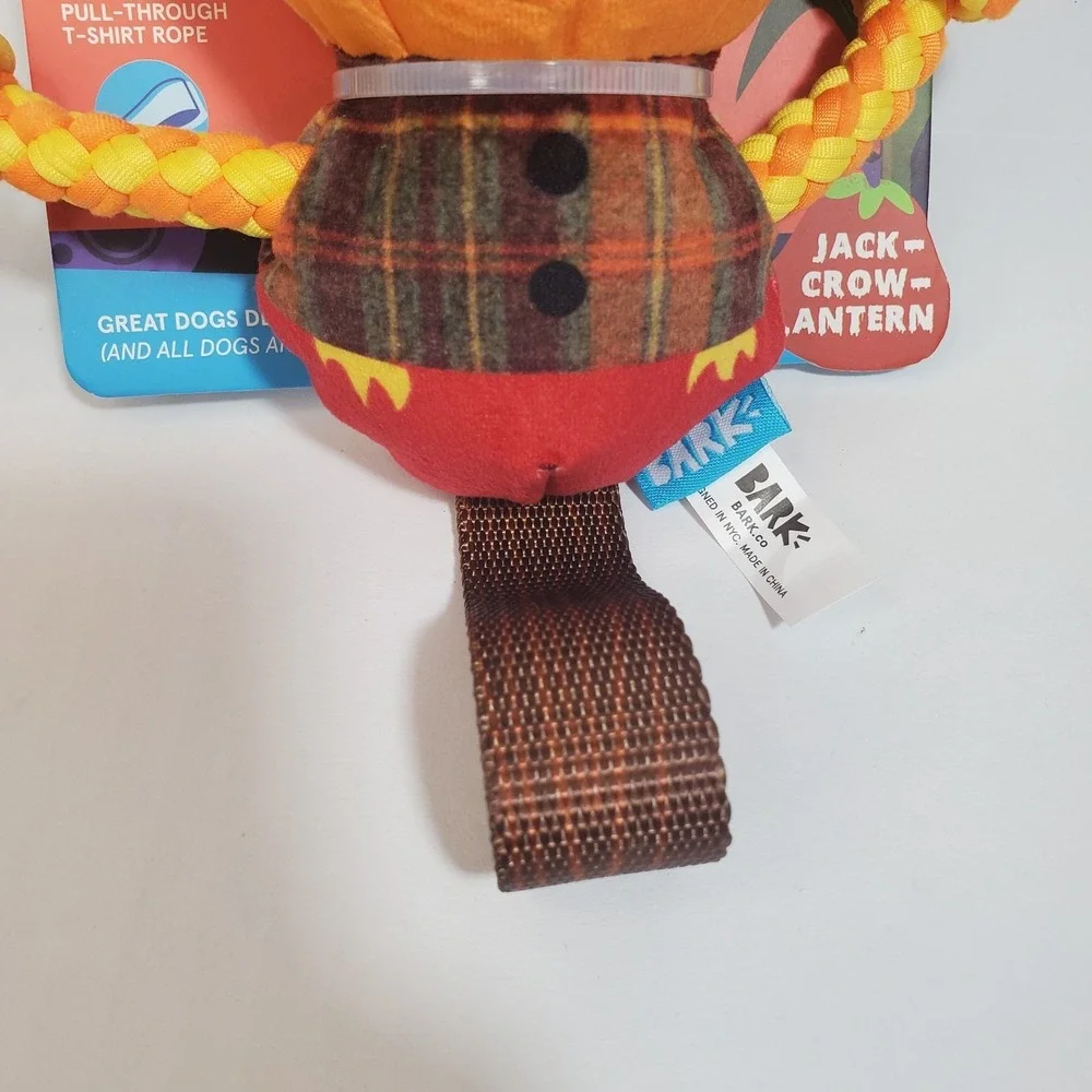 Bark‎ Jack Crow Lantern Dog Toy S-M Scarecrow Tug Strap Crinkle Squeaker NEW